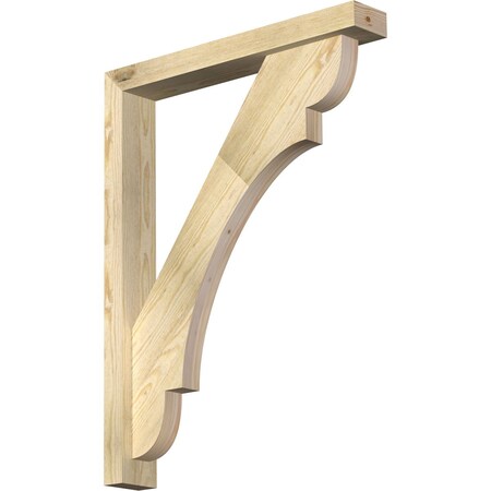 Ekena Millwork Olympic Block Rough Sawn Bracket w/ Offset Brace, Douglas Fir, 4"W x 26"D x 34"H BKT0402X26X34OLY05RDF